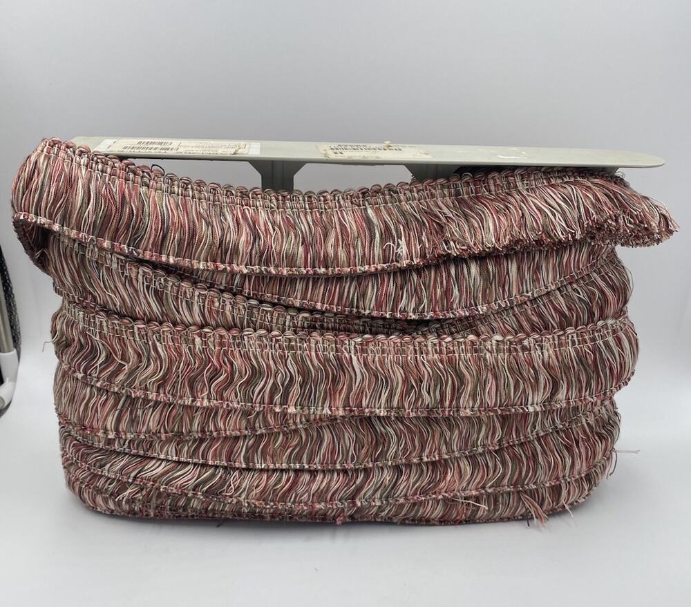 BRAEMORE TEXTILES Pink Ivory Olive Fringe Trim 1.5” French Country 22 Yd Roll